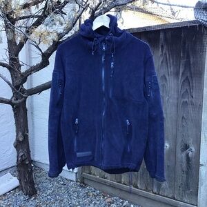 Baerskin Men’s Tactical Navy Blue Full Zip Fleece Hoodie Jacket Medium Outdoor